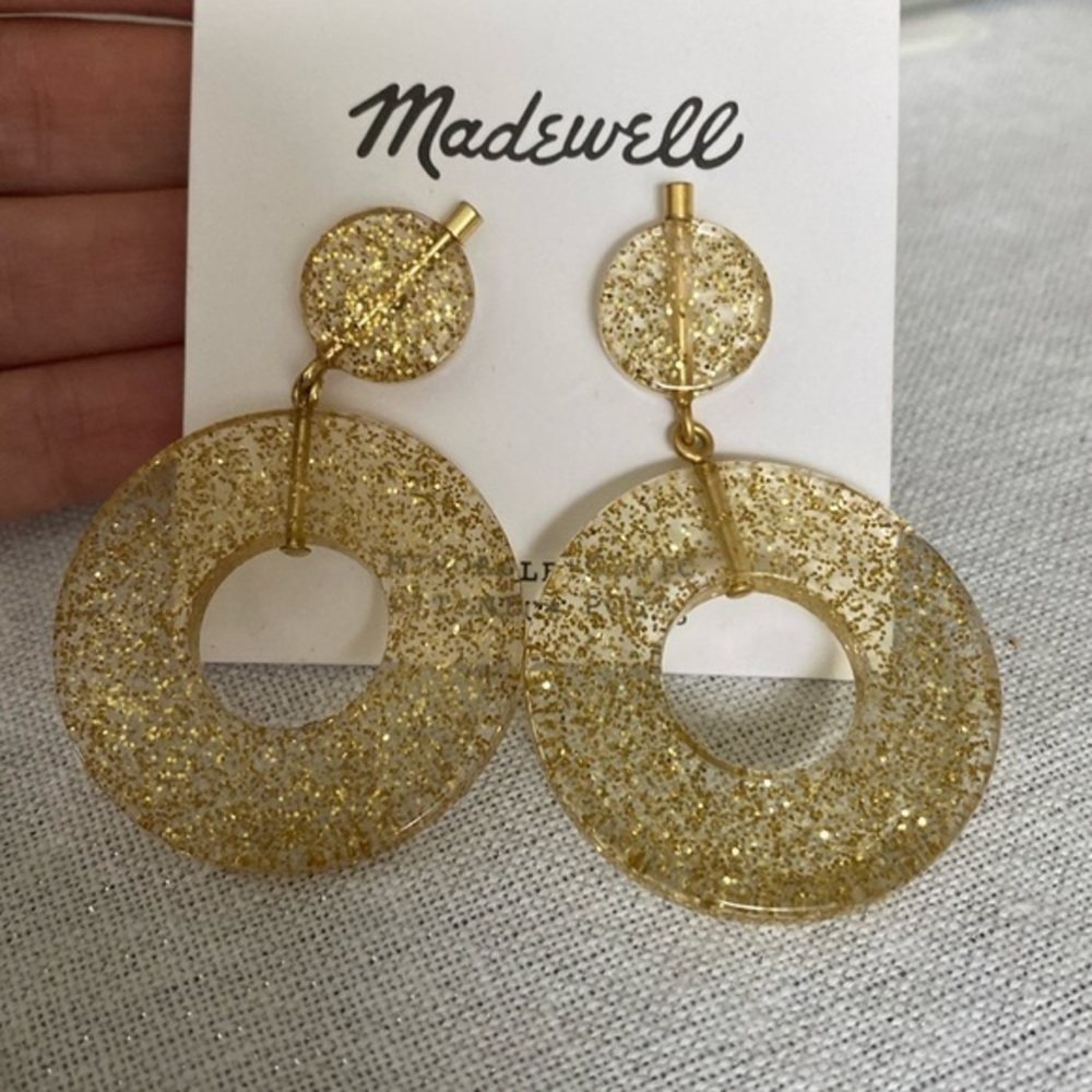 madewell Gold Glitter Drop Earrings, Gold, $29.50